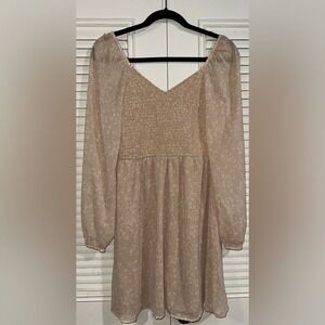 Japna‎ Women's Smocked Sweetheart Neckline Floral Boho Cottage Dress Size S